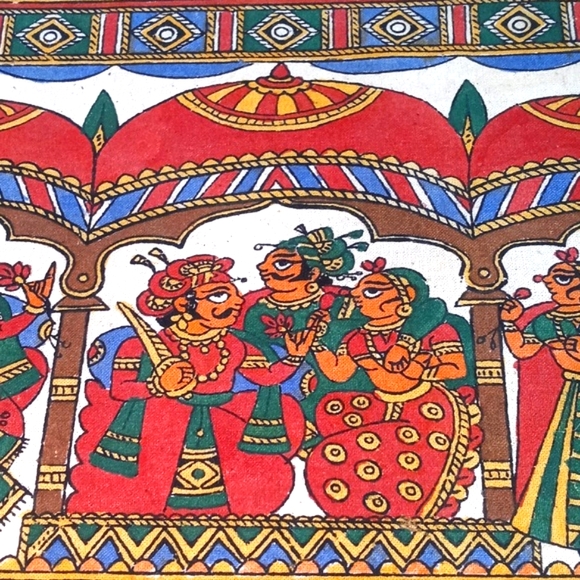 2 Piece Stunning and Unique Antique/ Vintage Hand Painted Tapestries From India - Picture 11 of 16